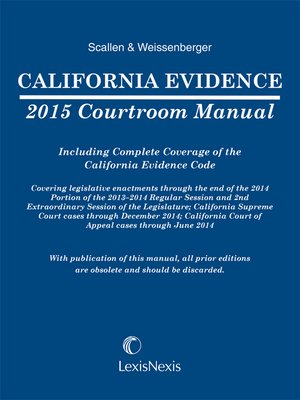 cover image of California Evidence 2015 Courtroom Manual